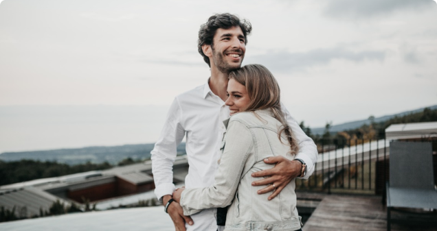 Couple sharing their love story